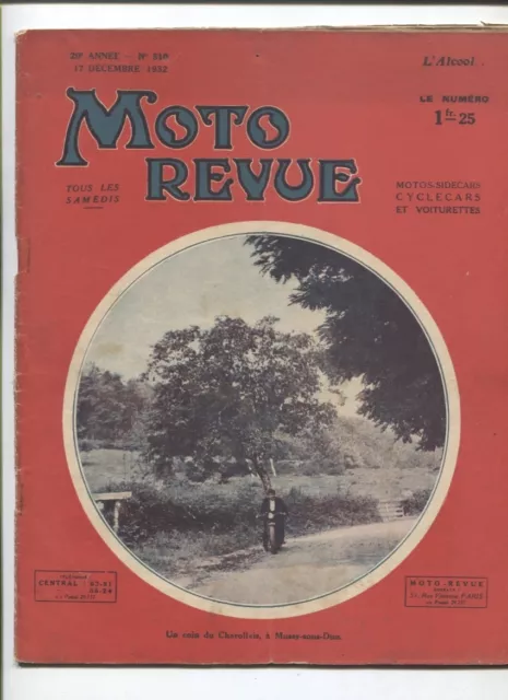 Moto Revue N°510  ;  17  décembre   1932 : le métier de coureur motocycliste
