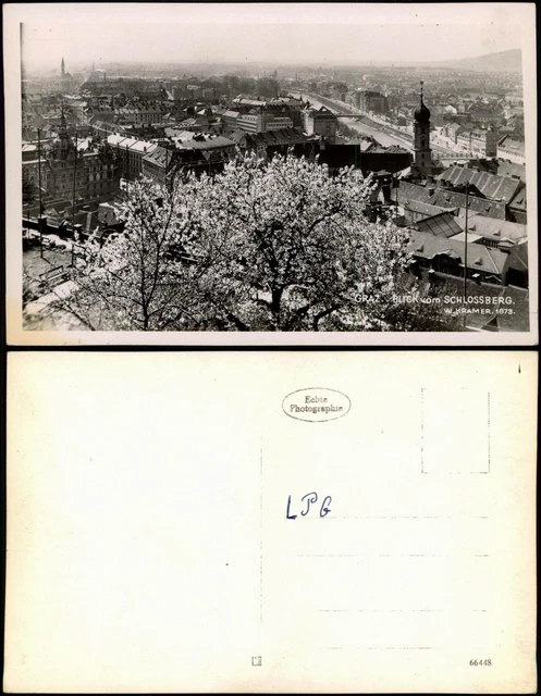 Ansichtskarte Graz Panorama Blick vom SCHLOSSBERG 1940