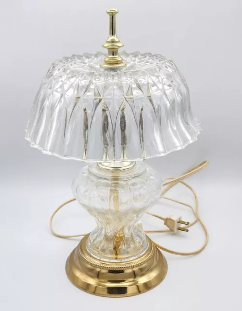 Vintage Crystal Cut Glass Boudoir Parlor Table Lamp Works