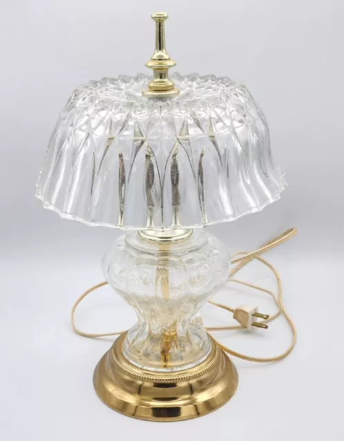 Vintage Crystal Cut Glass Boudoir Parlor Table Lamp Works Vintage Crystal Cut Glass Boudoir Parlor Table Lamp Works