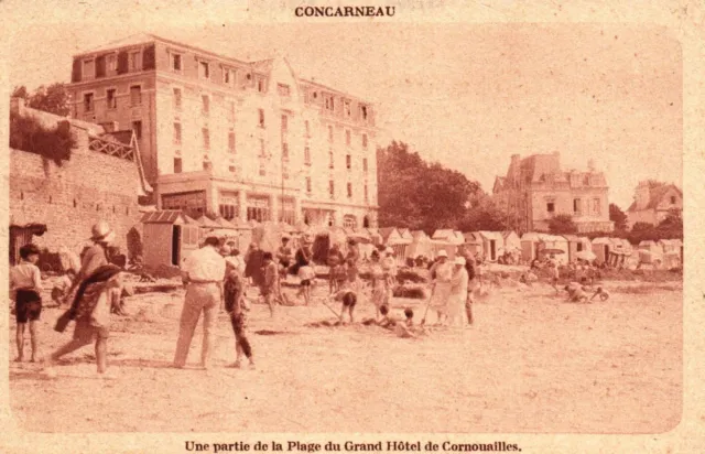 CPA 29 - CONCARNEAU (Finistère) - beach part of the Grand Hotel de Cornwall