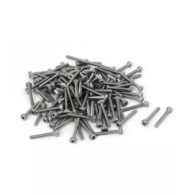 M2x14mm 0.4mm 304 Tête Hex Prise Vis À Tête DIN912 Ton Argent 120Pcs