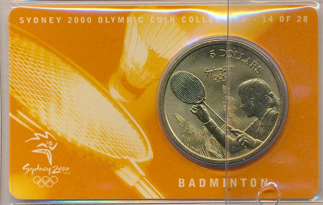 Australia: 2000 $5 Sydney Olympics- Badminton, 14 of 28, UNC in RAM Card, Cat$15