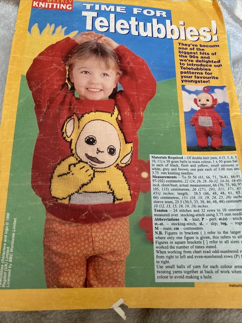 VINTAGE TELETUBBIES STRICKMUSTER ~ PO SPIELZEUG & LAA LAA PULLOVER My Weekly Cutou