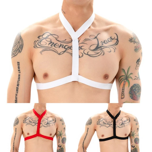 Support sous-vêtements poitrine clubwear harnais élastique hommes nylon sangle