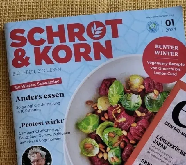 SCHROT & KORN 1/2025 Zeitschrift Januar 24 Vegan Essen Kochen Bio Tipps