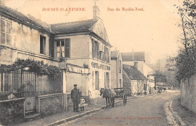 Cpa 91 Boussy Saint Antoine / Rue Du Moulin Neuf / Attelage