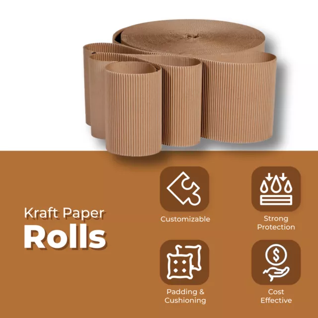 9 Inches x 250 Feet Single-Face Corrugated Roll, Kraft, 1/4" flutes [1 Roll]