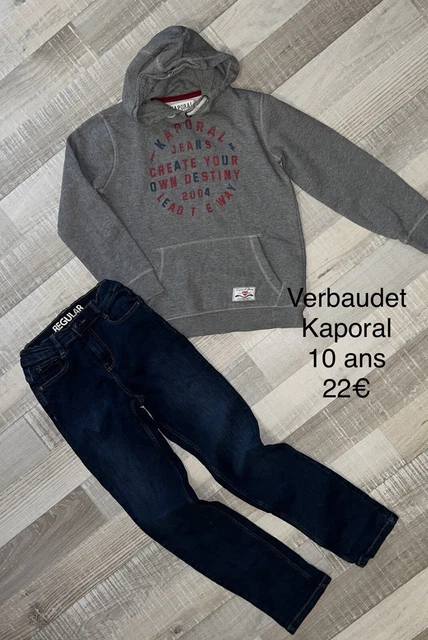 Verbaudet Kaporal 10 ans GARÇON: Sweat Gris Capuche + Jean Hiver