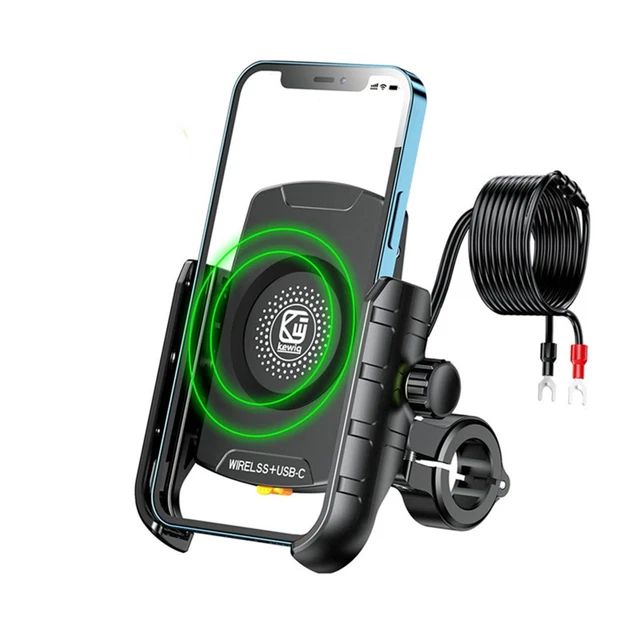 360° Rotation Type-C Quick Charger Motorcycle Holder Mount For 4-7" Phone