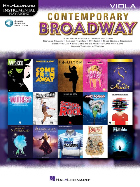 Contemporary Broadway for Viola Solo Sheet Music 15 Songs Play-Along Book Audio