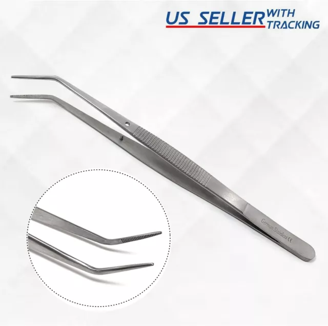 Diamond German-Type Tweezers 165Mm Fine Angled Pointed Tip Jewelry Making Tool