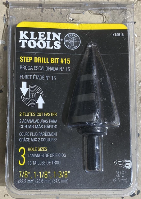 BRAND NEW!!! Klein Tools KTSB15 7/8", 1-1/8" for 1-3/8" Step Drill Bit #15