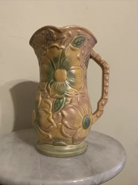 Kensington Ware Sunflower Floral Jug 9 1/4” Vase Pitcher Vintage Art Deco