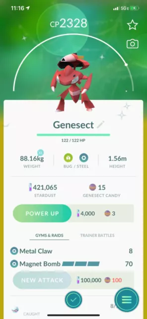 Pokemon Genesect (Shock) / Shiny / 3x | 30lvl PTC Acc | 80/120k Stardust