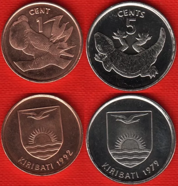 Kiribati set of 2 coins: 1 - 5 cents 1979-1992 UNC