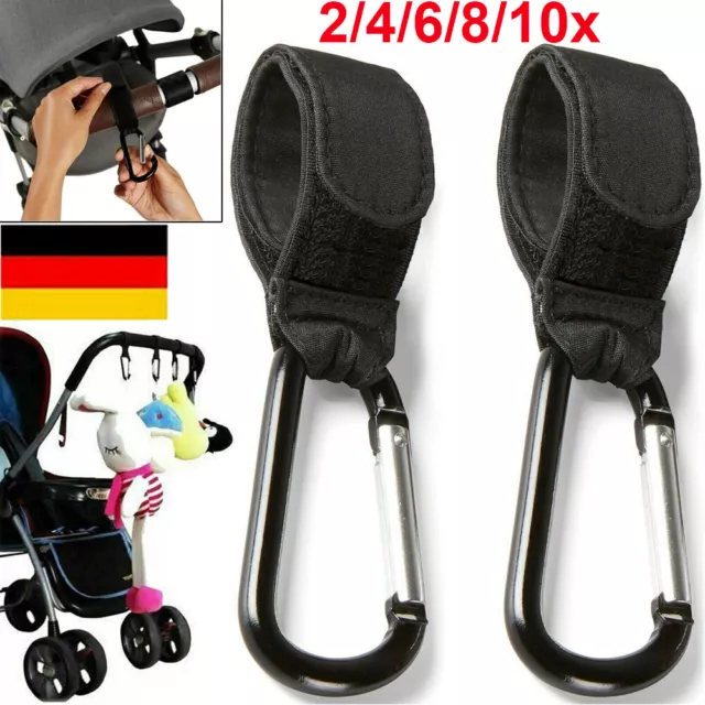 2-10x Große Buggy Mummy Clips Pram Kinderwagen Taschen Haken Karabiner Clip Set