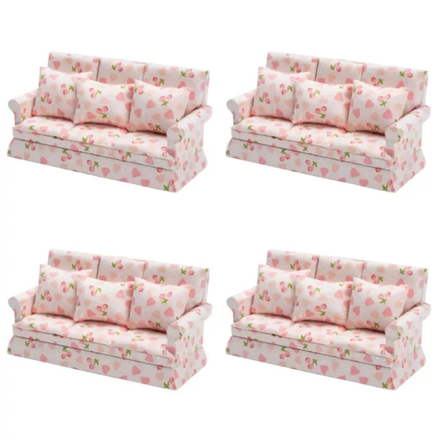 4 Count Miniature Sofa Model Small Wooden Toy Adorable Tiny Child Baby
