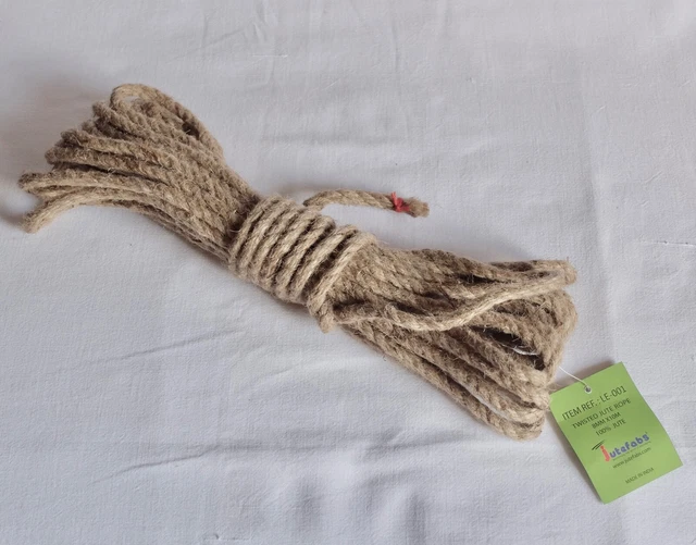 Corde de chanvre jute naturel tressé / 8 mm / 10 m Neuf (ficelle cordelette)