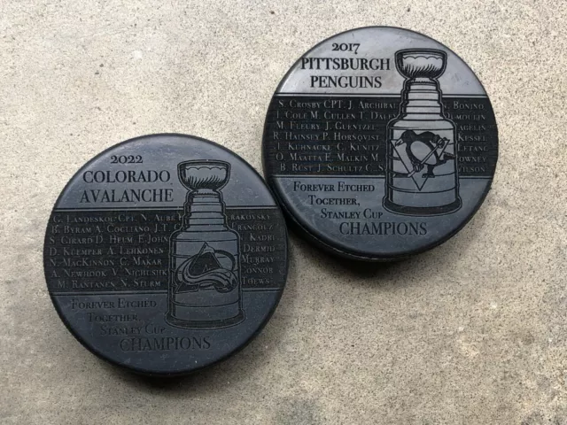 NHL Hockey Custom Stanley Cup Champions Laser Engraved Hockey Puck NHL Hockey Custom Stanley Cup Champions Laser Engraved Hockey Puck