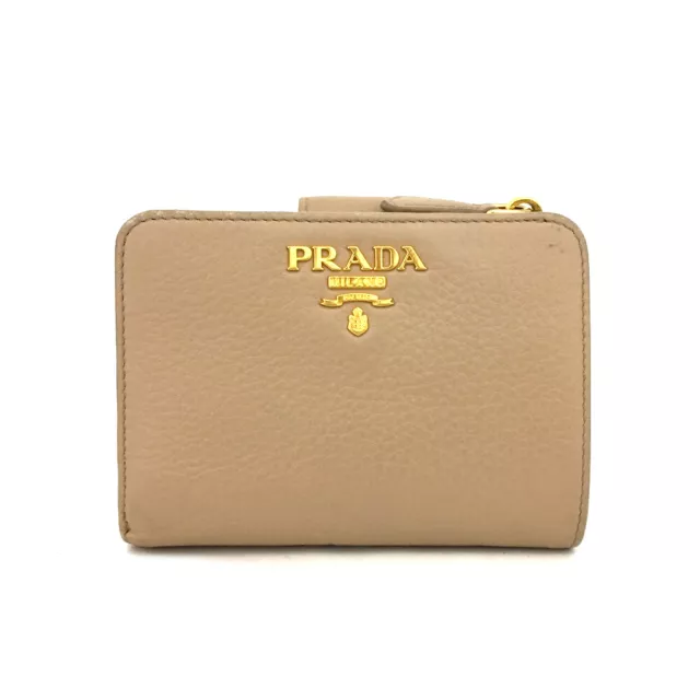 PRADA Logo Leather Bifold Wallet Purse/4X1028