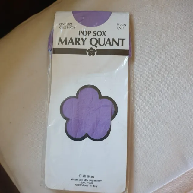Calze Pop Vintage Anni '90 Mary Quant Lilac Italia Nylon Taglia Unica Maglia Semplice Pop Sox