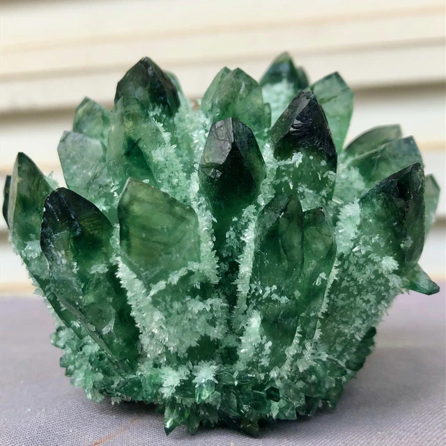 392g  New Find Green Phantom Quartz Crystal Cluster Mineral Specimen Healing