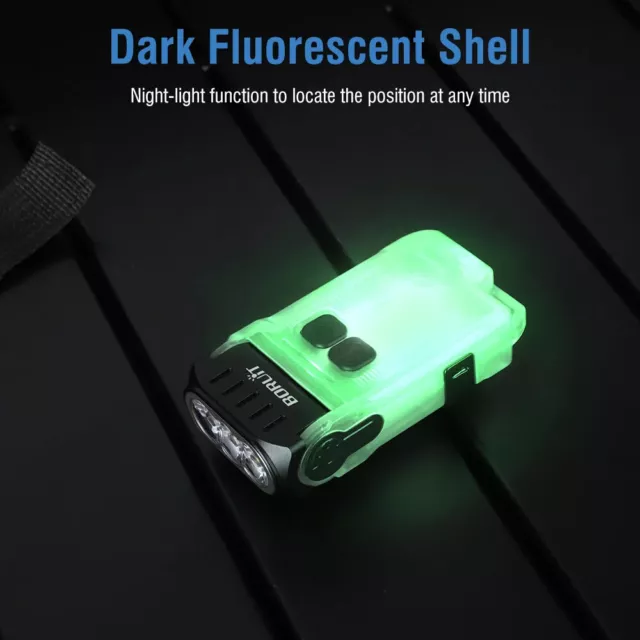 BORUiT V15 LED Pocket Mini Taschenlampe EDC COB Magnet Fackel Wiederaufladbare