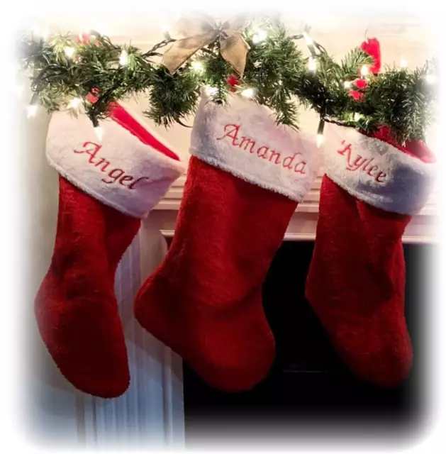 Personalized Christmas Stocking Monogrammed Plush Red