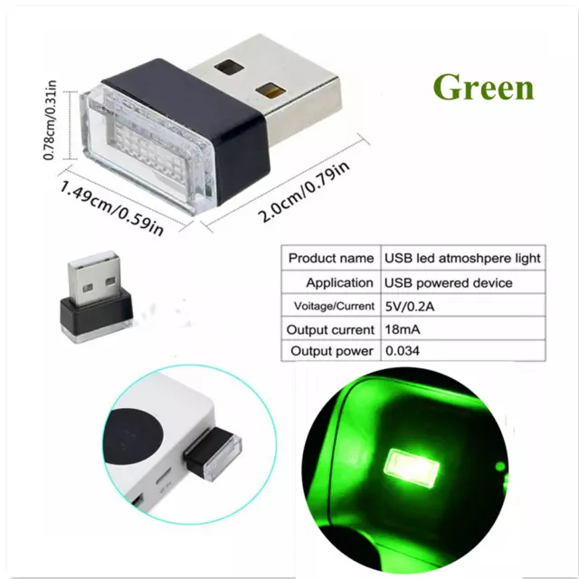 1X Mini USB LED Car Accessories Interior Light Neon Atmosphere Ambient Lamp Bulb