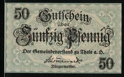 Notgeld Thale a. H. 1918, 50 Pfennig, Wappen