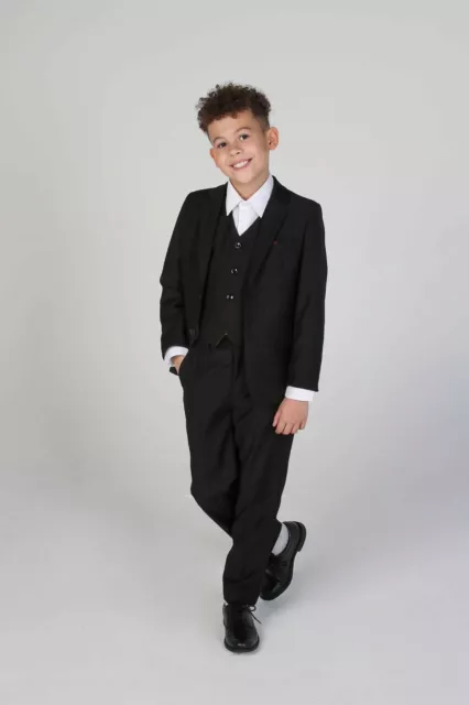Abito da ragazzo nero 3 pezzi premium bambini bambini pagina matrimonio abito da ragazzo età 1-14 3