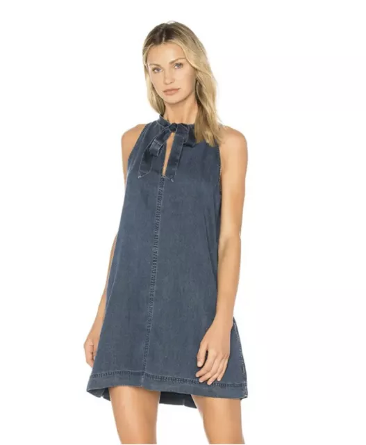 Rails Denim Chambray Sleeveless Rhiannon Mini  Dress Dark Vintage Wash M