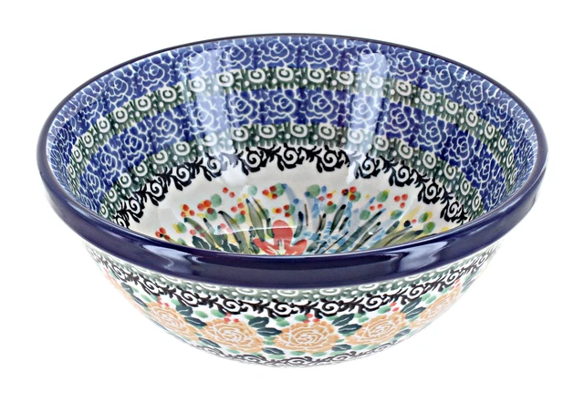 Blue Rose Polish Pottery Summer Blooms Cereal/Soup Bowl