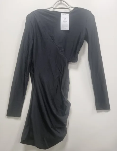 Bershka Long Sleeved Cut-Out Dress - Black, Size M