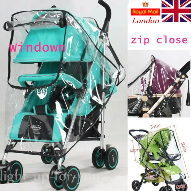 Universal Baby Pushchair Stroller Raincover Rain Cover Pram Buggy Clear Window 2