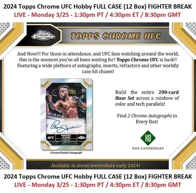 ISLAM MAKHACHEV 2024 Topps Chrome UFC 12 Hobby Box 1 Case Fighter
