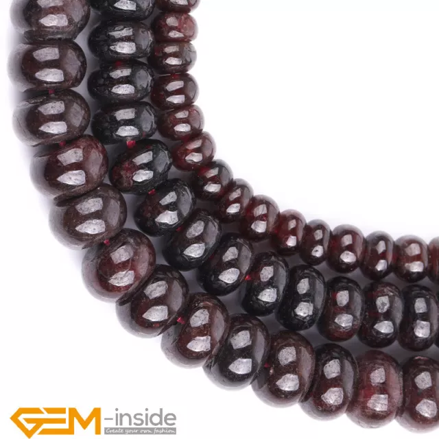 Dark Red Garnet Natural Gemstone Rondelle Spacer Loose Beads Jewelry Making 15"
