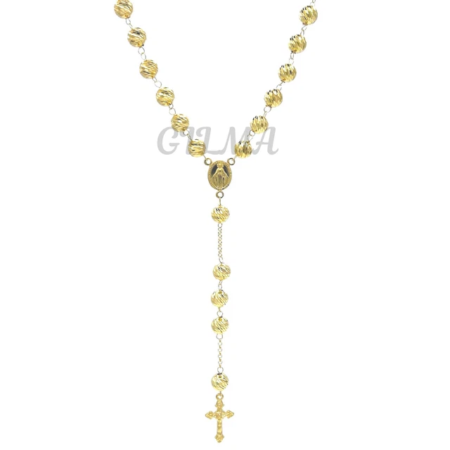 Collana Rosario In Acciaio Inox Argentato Con Croce - 29+5 Perline, 8mm, Regalo Religioso Elegante!