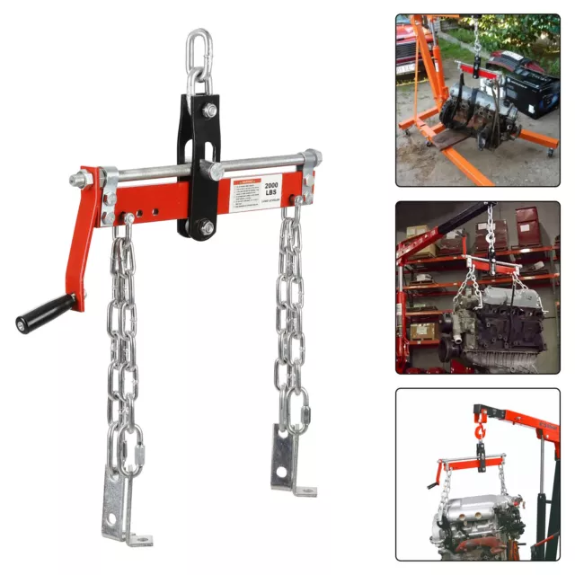 2000LB 900KG ENGINE Leveller Crane Hoist Chain Load Garage Lift Loading