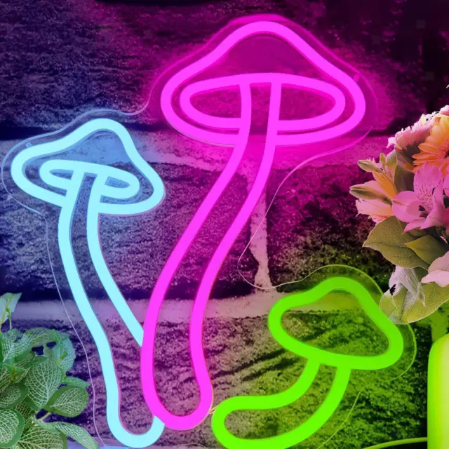 LED Mushroom Neon Sign Dimmable 9 Adjustable Brightness Colorful Night Light