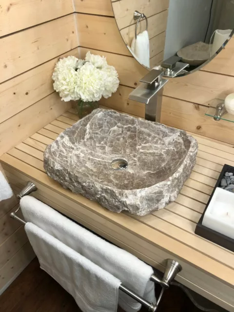 Travertine Stone Sink /Modern Natural Stone Bathroom Rustic Vessel Sink.
