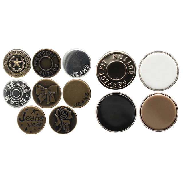 BUTTON FOR JEANS 17mm NoSew Buttons Replacement Kit Fits to Jacket