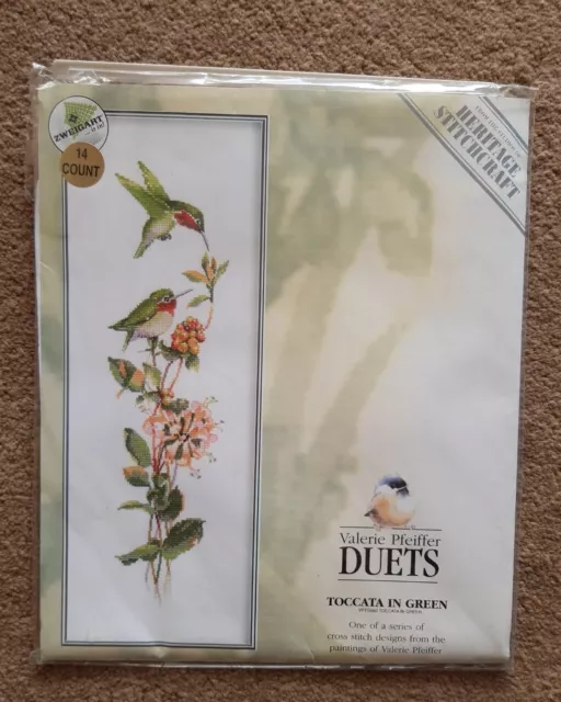 Valerie Pfeiffer Duets TOCCATA IN GREEN Counted Cross Stitch Kit 14ct FABRIC