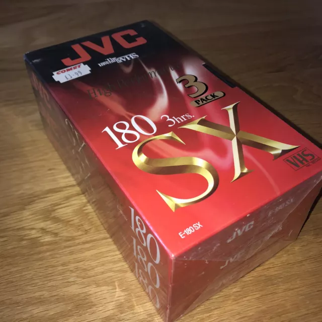 3 x JVC E-180 SX VHS Blank Video Tapes 3 Hour New & Sealed Video Cassettes