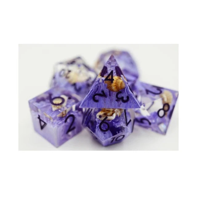 Foam Brain Ga Dice  Sharp Edge Poly Set - Purple Coral & Sea Snail w/Purpl New