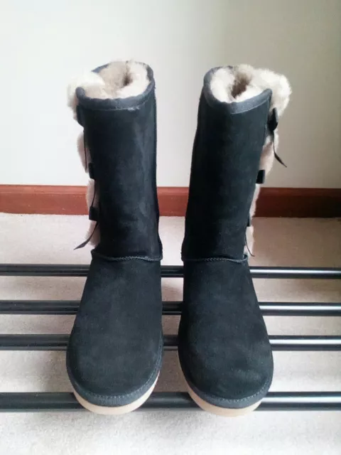 Koolaburra By Ugg - Suede Bow Tall Boots - Victoria - Black Sz 6 S/N 1015875 New