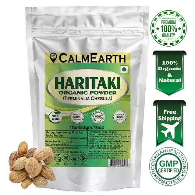 Calm Earth Haritaki Poudre à base de plantes biologique 100 % pure...