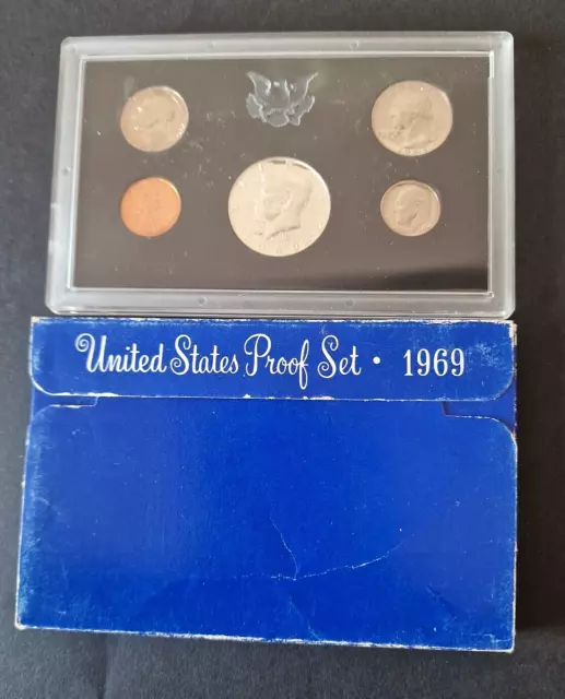 1969  Coin PROOF Set US Mint  5  Muenzen incl  40% Silver Kennedy