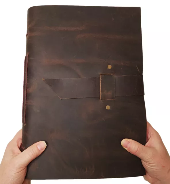 LARGE Vintage Leather Journal Diary Sketchbook Notebook Rustic Old World Style